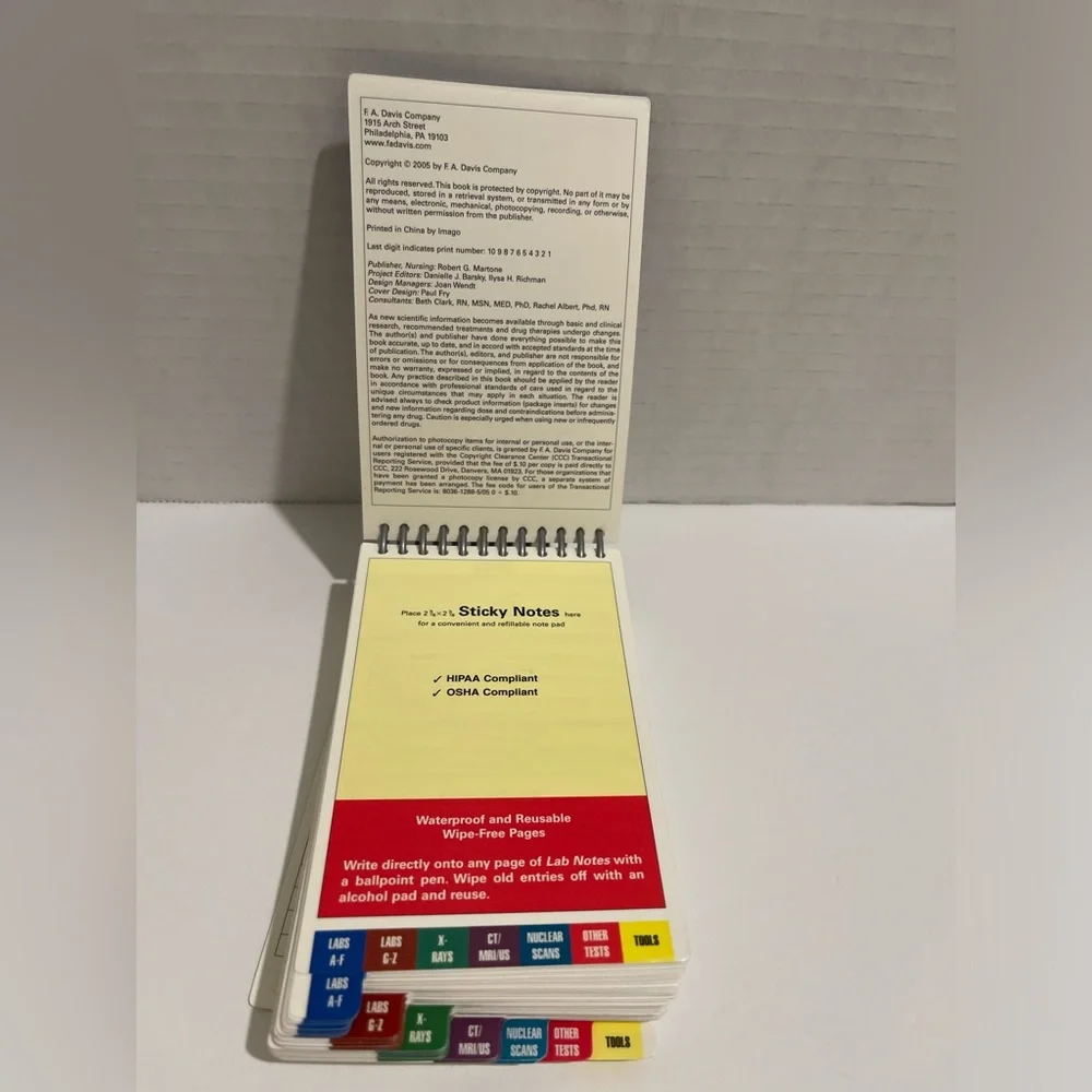 Lab Notes- Guide to Lab & Diagnostic Tests Waterproof Pocket Reference Guide EUC